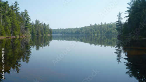 Calm lake reflection serene nature scene peaceful forest