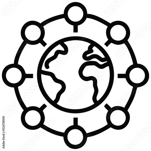 Global Network World Surrounded by Nodes, Representing Connection and Global Reach