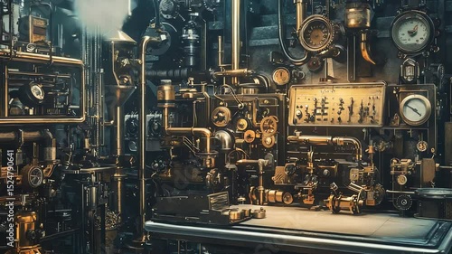 Wallpaper Mural Complex steampunk mechanical workshop interior. Torontodigital.ca