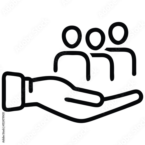 Hand Holding Group of People Icon Business Care and Customer Service Concept
