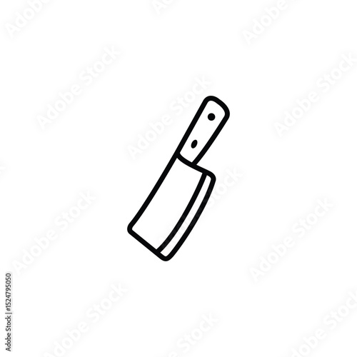 Simple line art illustration of a meat cleaver. A butcher knife icon for kitchen or cooking themes.