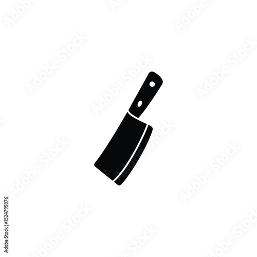 Black and white cleaver icon, kitchen tool graphic.