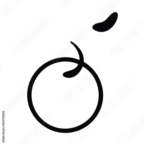Black vector silhouette drawing of a pear fruit illustration icon with a drop, perfect for a logo design element or symbol