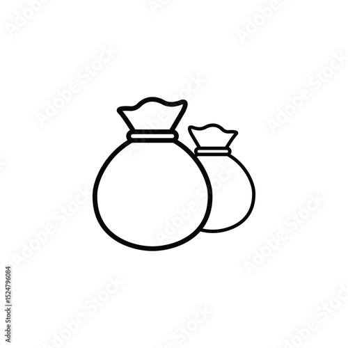 Simple line art icon of two money bags symbolizing wealth and finance.