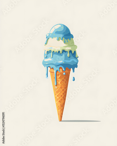 ice cream cone poster on cream background