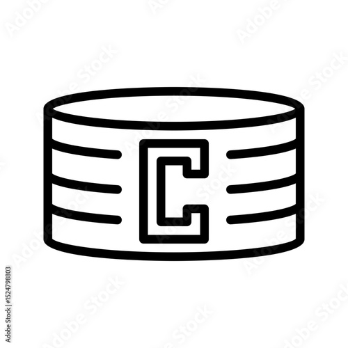 A modern, minimalist black outline captain armband icon. This vector represents leadership, team captain, and responsibility in football or soccer. Ideal for sports designs, branding, and UI.