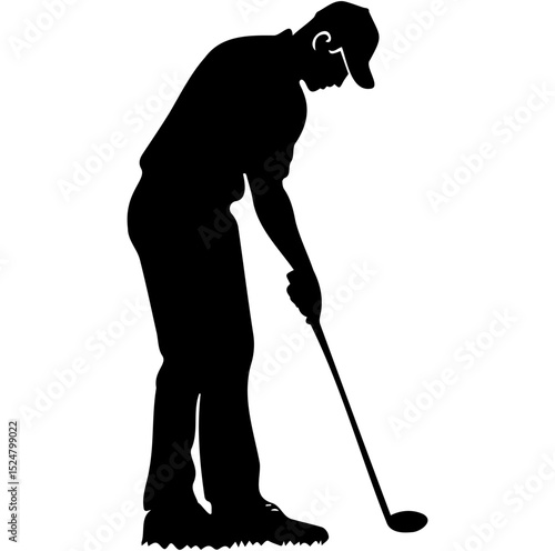 Silhouette of golfer putting, showcasing focus and precision