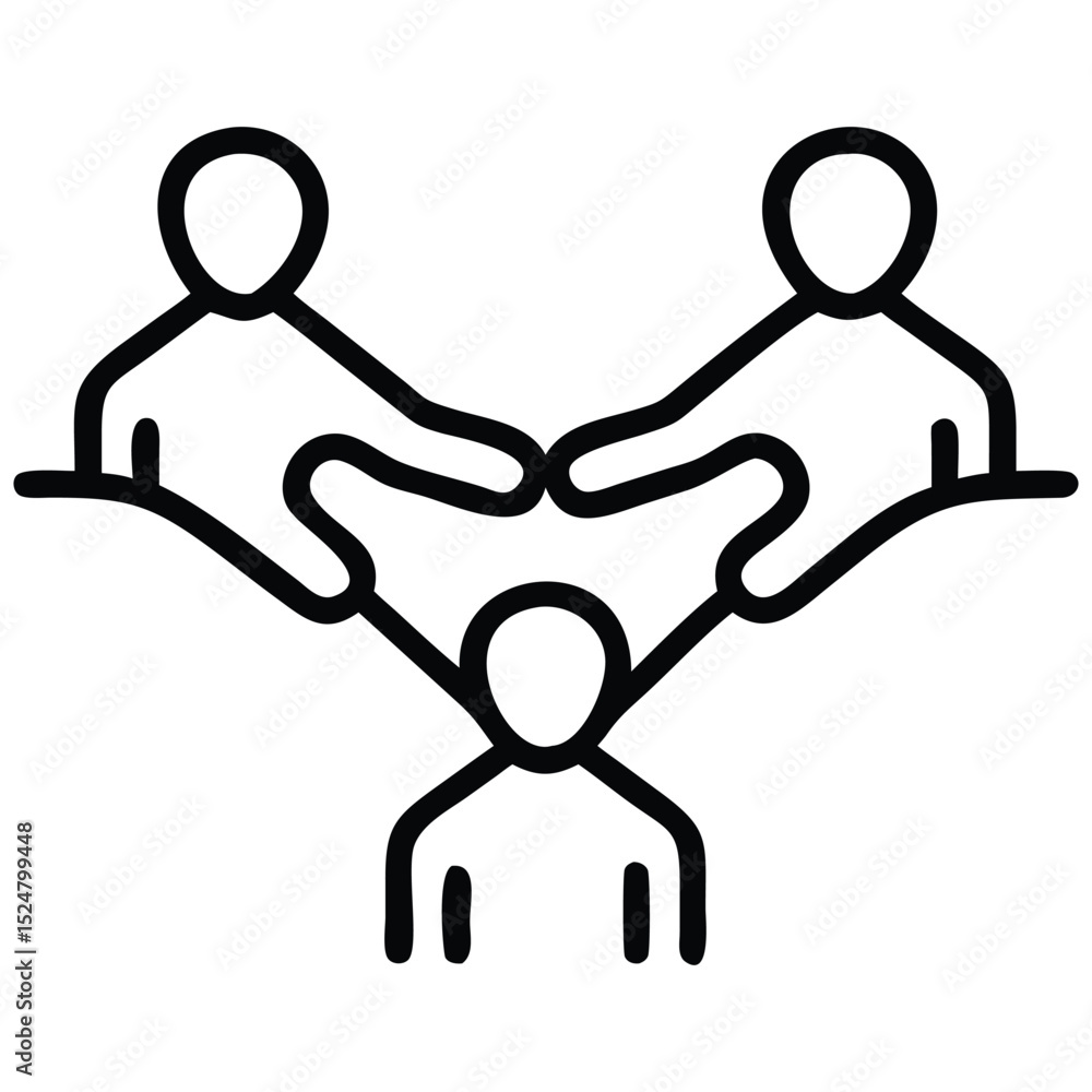 Fototapeta premium Illustration Three People Symbolizing Collaboration, Teamwork, Support, and Business Partnerships, Illustrated as an Icon