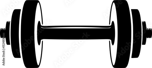 A black silhouette of a dumbbell 
