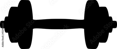 A black silhouette of a dumbbell 