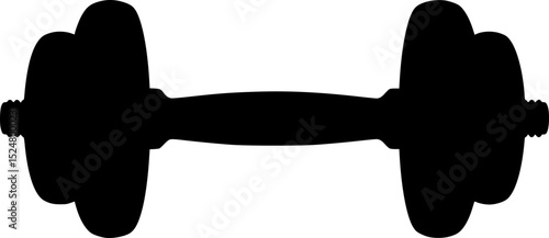 A black silhouette of a dumbbell 