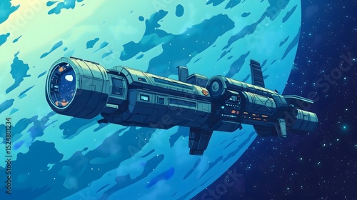 Fototapeta Naklejka Na Ścianę i Meble -  Cosmic cartoon space station fun