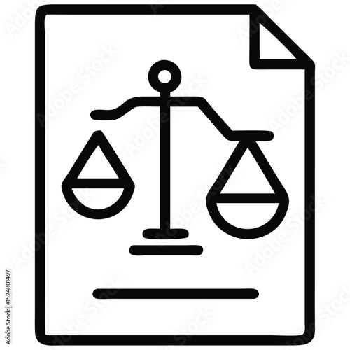 Justice Scales Outline on a Document Law and Order Legal Symbolism