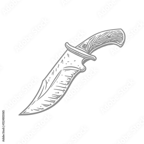 Hand-drawn illustration of a hunting knife