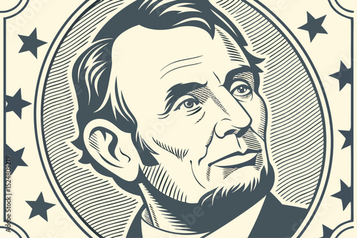 Engraved portrait of abraham lincoln with stars