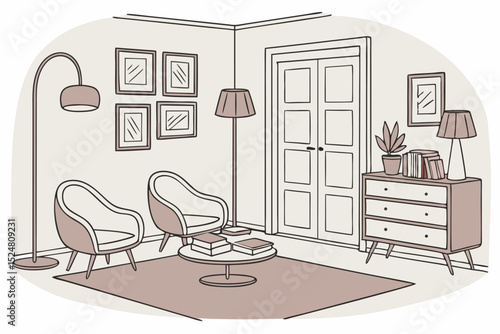 Modern living room interior design illustration