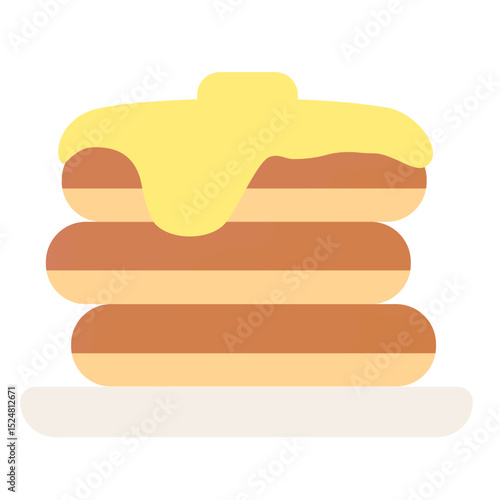 横から見たパンケーキのイラスト　フラット