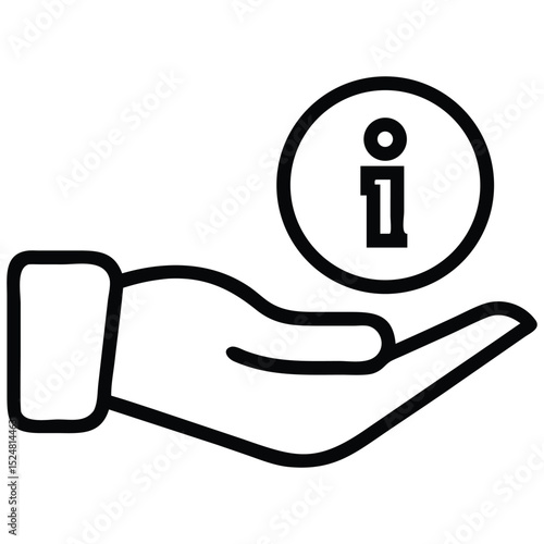 Offering Information Hand Holding a Circle with i Letter Inside