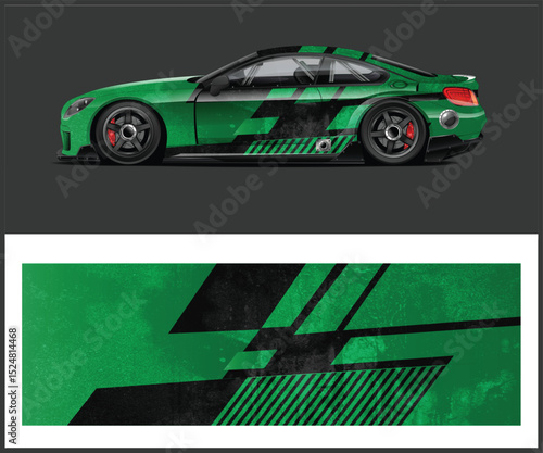 Green and Black Race Car Wrap Design Template