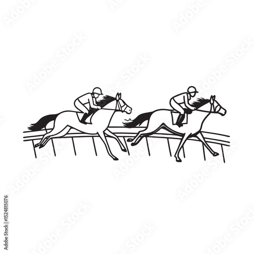 line-art-of-horse-racing-on-the-white-background.eps