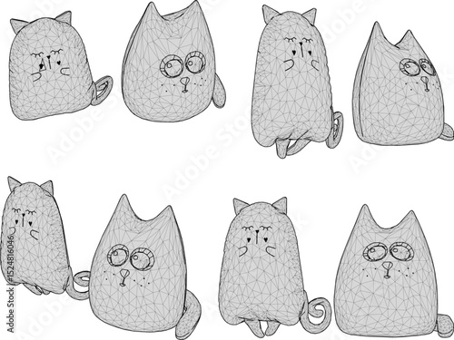 cute pillow design vector illustration cute doll shape furry animal