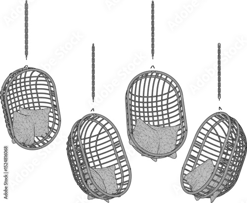 vector illustration design of rattan hanging chair for relaxing on the terrace of the home garden