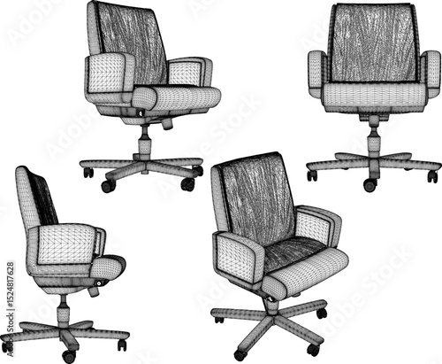 sketch vector illustration design of a swivel work casual sofa chair for office employee sitting
