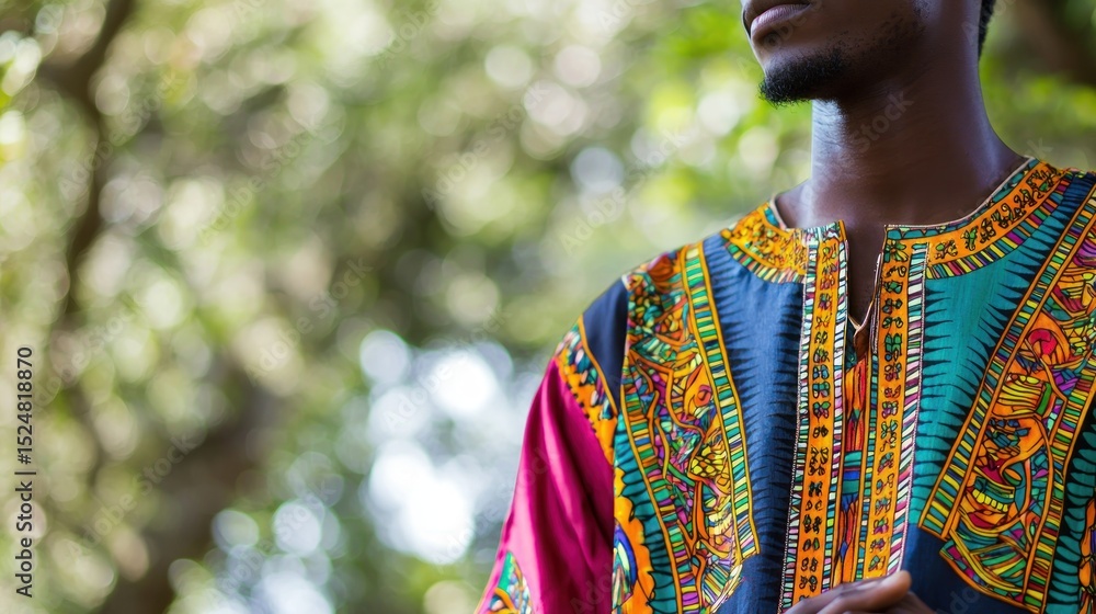 Obraz premium Dashiki - A colorful garment worn in West Africa, covering the top half of the body.