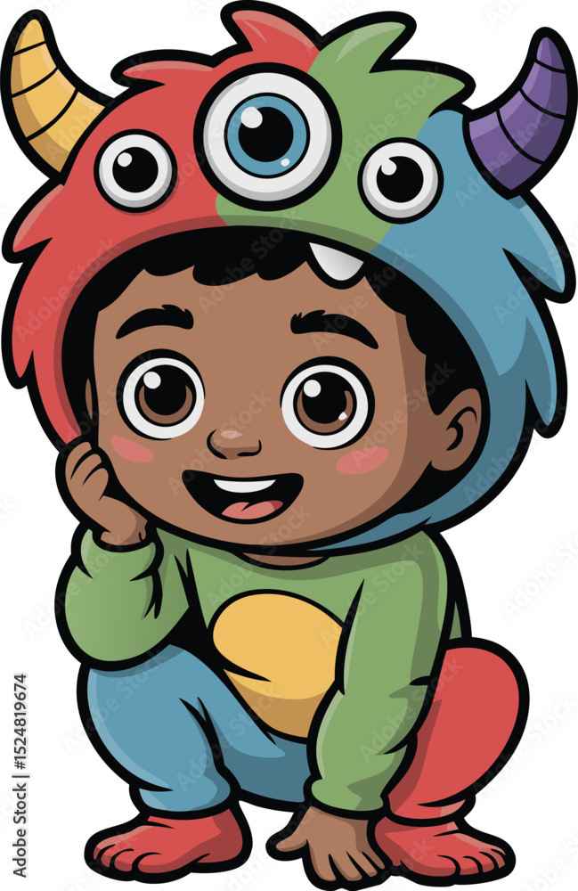 Obraz premium Joyful Kid in Monster Costume