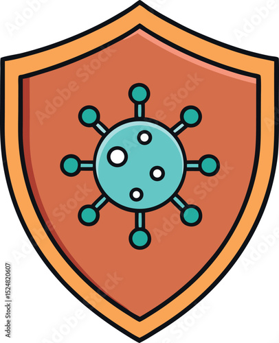 Virus Protection Shield in Orange Vector

