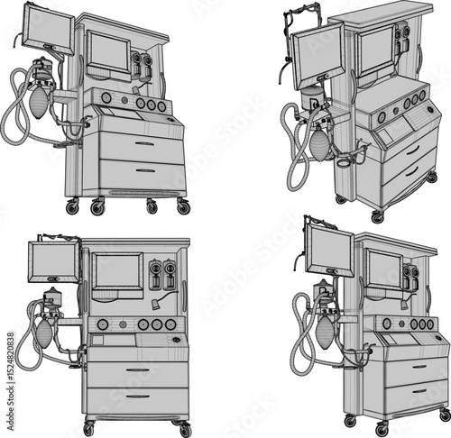 vector illustration of anesthesia machine design for detecting diseases in modern hospitals