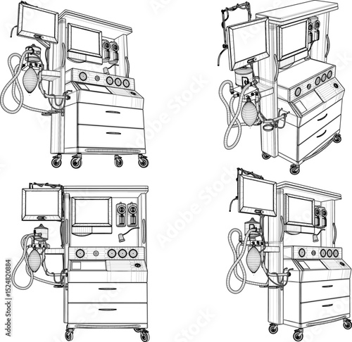 vector illustration of anesthesia machine design for detecting diseases in modern hospitals