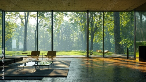 Glass House - Philip Johnsonâ€™s transparent residence in Connecticut, USA.