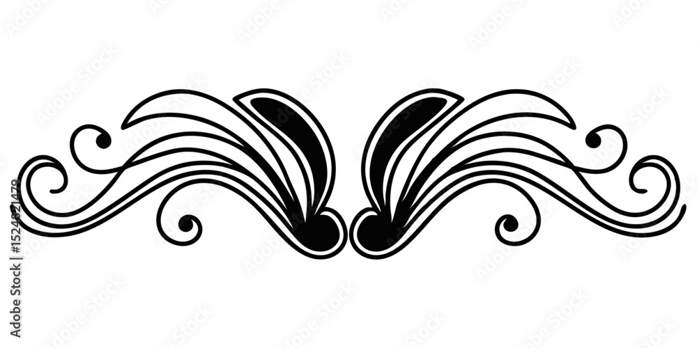 Fototapeta premium Curved wave divider with soft flowing lines on transparent background 