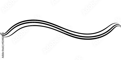 Curved wave outline divider on transparent background in modern style  