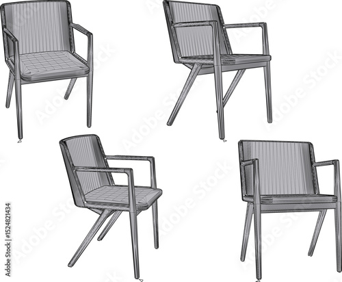 vector illustration design of wooden chair table dining room ethnic traditional vintage