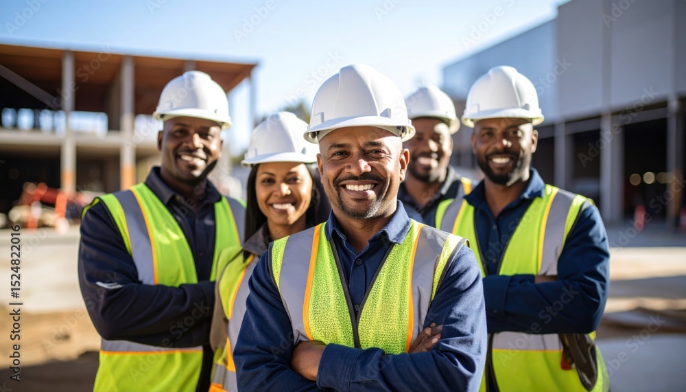Diverse construction workers pose Diverse construction workers pose