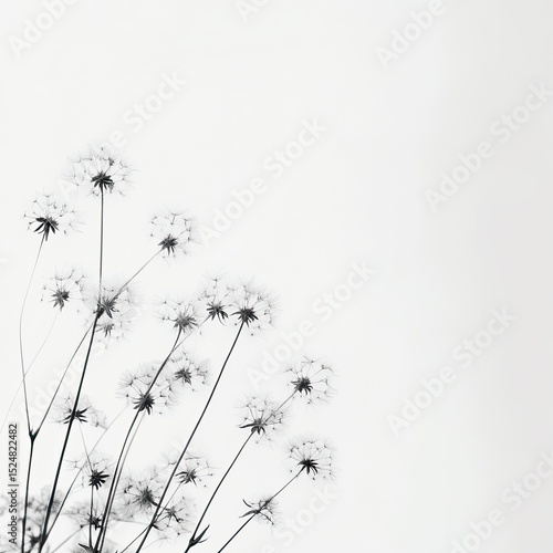 Wallpaper Mural Monochromatic close-up of delicate, seed-head plants against a bright background Torontodigital.ca
