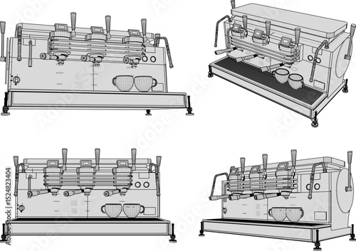 Vector illustration of a grinder machine design for grinding coffee beans to be served as a drink in cafes and restaurants 
