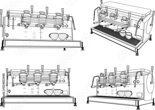 Vector illustration of a grinder machine design for grinding coffee beans to be served as a drink in cafes and restaurants