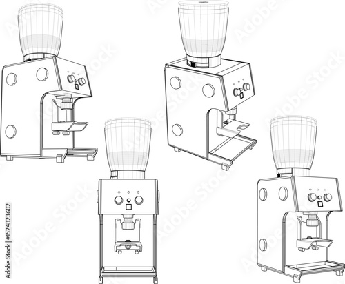 Vector illustration of a grinder machine design for grinding coffee beans to be served in cafes and restaurants