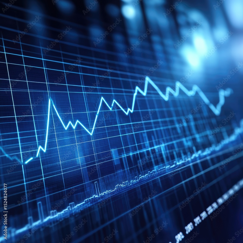 Naklejka premium Dynamic graph depicting fluctuating data trends over time