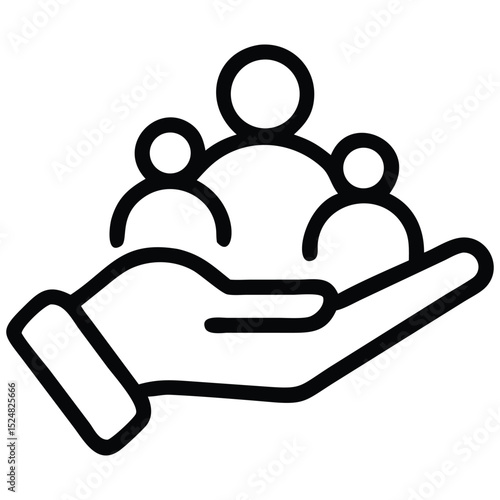People on Hand Support, Teamwork, Community, Assistance, and Leadership Icon Design