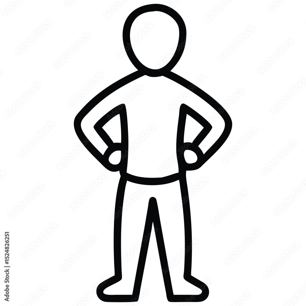 Obraz premium Person Outline with Hands on Hips Icon, Human Figure Representation, Design