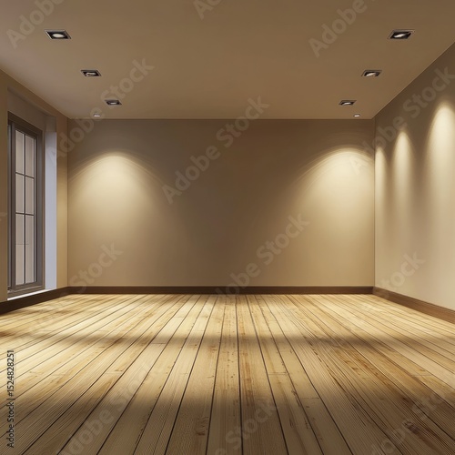 Wallpaper Mural Empty room with beige walls, wood floor, and window Torontodigital.ca