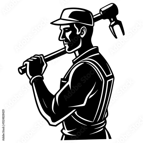 Businessman in Suit Holding Briefcase Silhouette Illustration