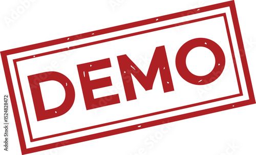 Red "DEMO" Stamp on White Background, Indicating Demonstration Status