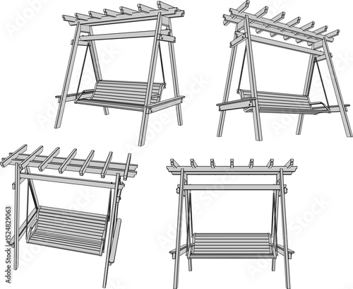 vector illustration of garden rocking chair design made of classic vintage wood