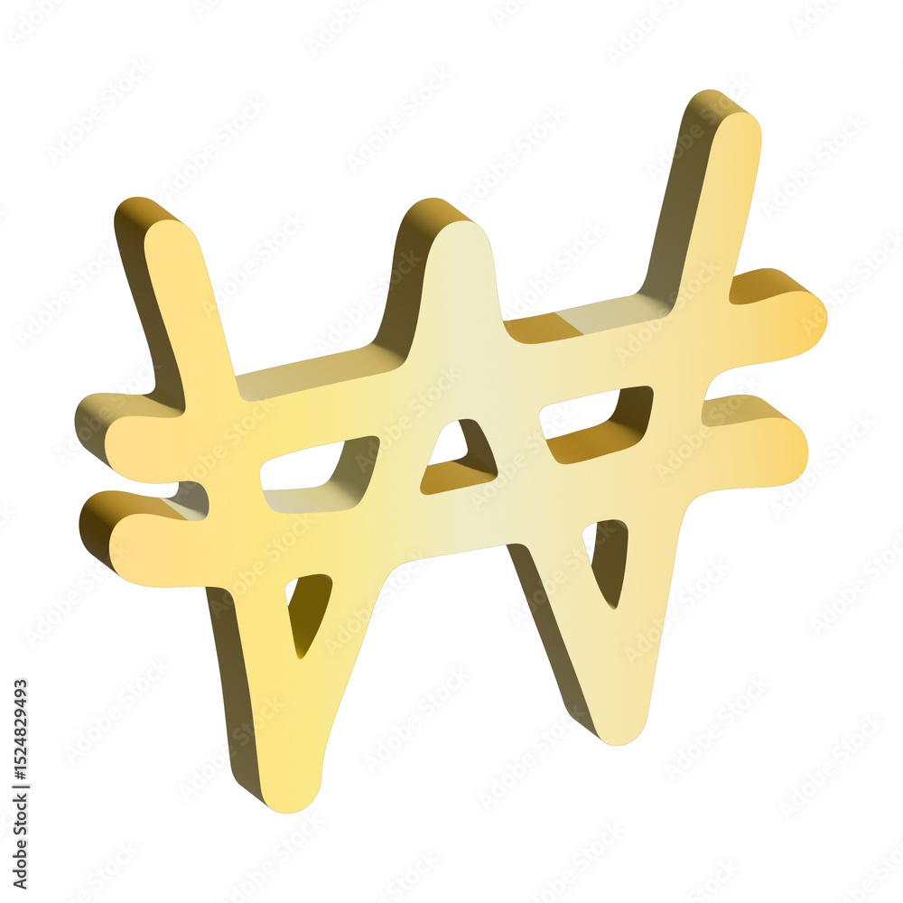 Obraz premium 3d won currency symbol. Single element for design