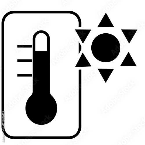 太陽マーク付き高温の温度計アイコンのイラスト